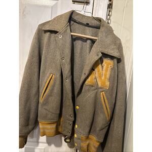 Vintage 1960'S Wool Varsity Jacket Yellow/ Gray